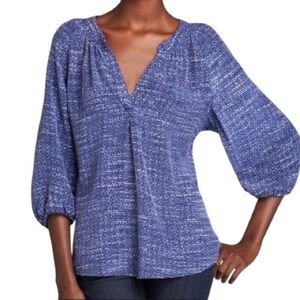 Joie Addie B Silk Blouse Neptune Blue Abstract Print V-Neck Women’s Medium